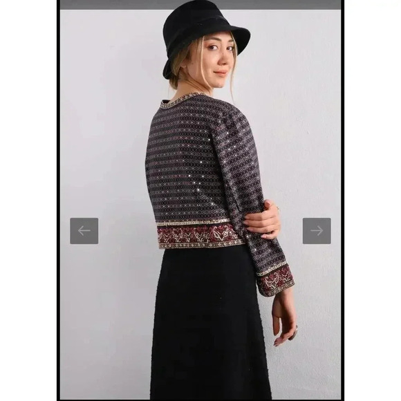 Soft Surroundings Mandala Bolero Jacket size 2X New Beaded sequin embellished - Picture 2 of 14